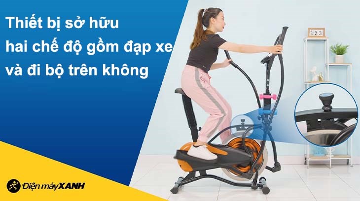 Xe Đạp Tập Thể Dục Airbike Sport MK-295 sở hữu hai chế độ gồm đạp xe và đi bộ đáp ứng nhu cầu đa dạng của người dùng