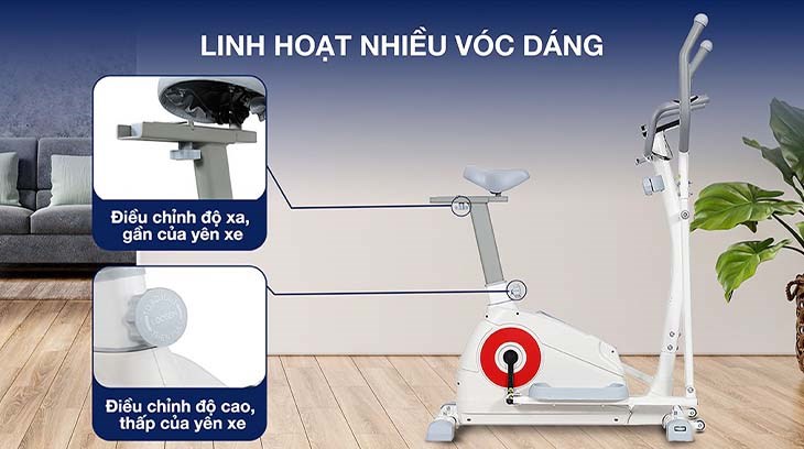 Xe Đạp Tập Thể Dục Airbike Sport MK-286 có thiết kế ghế ngồi có thể điều chỉnh độ cao, phù hợp với nhiều dáng người