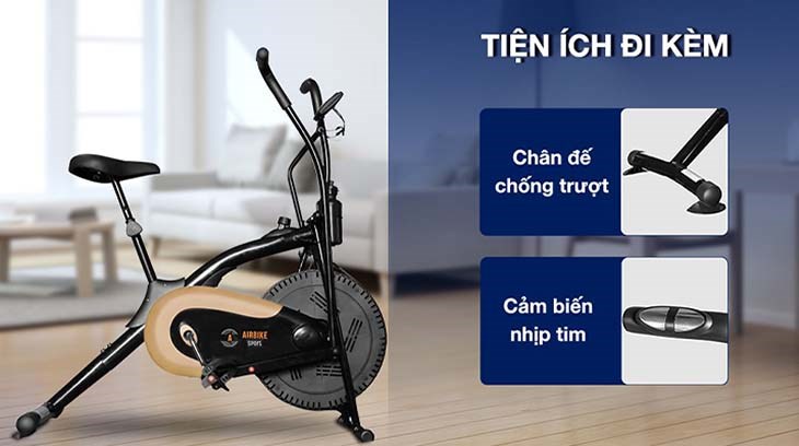 Xe Đạp Tập Thể Dục AirBike Sport MK-299 được tích hợp nhiều tiện ích như bàn đạp và chân đế chống trơn trượt, cảm biến nhịp tim hiện đại, phục vụ người sử dụng