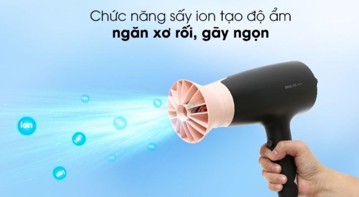 Máy sấy tóc 2100W Philips BHD350/10 trang bị chế độ sấy ion