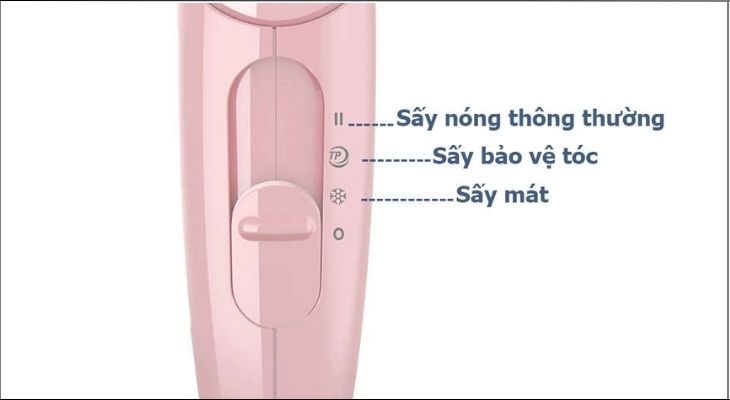 Máy sấy tóc 1200W Philips BHC010 có 3 chế độ sấy đáp ứng được nhu cầu của bạn