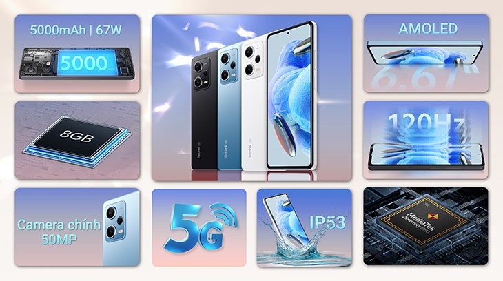Điện thoại Xiaomi Redmi Note 12 Pro 5G có dung lượng 256GB 