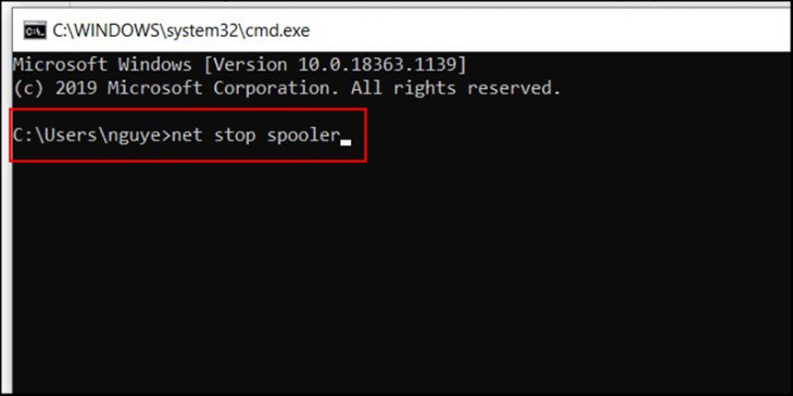 Bạn có thể hủy tài liệu đang in bằng cách nhập lệnh trong Command Prompt
