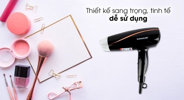 Máy sấy tóc có thiết kế sang trọng, tinh tế giúp bạn dễ dàng sử dụng và làm đẹp cho không gian
