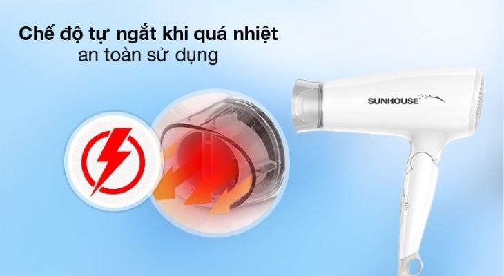 Máy sấy tóc có chế độ tự ngắt khi quá nhiệt, giữ an toàn cho bạn