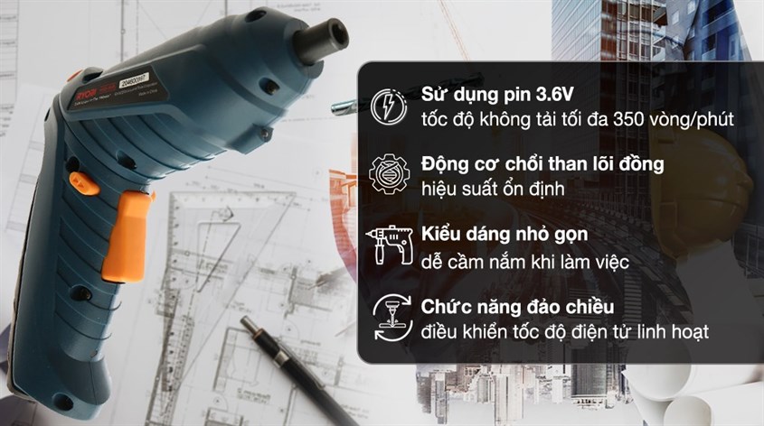 Máy vặn vít pin Ryobi HSD-360L 3.6V có kiểu dáng nhỏ gọn