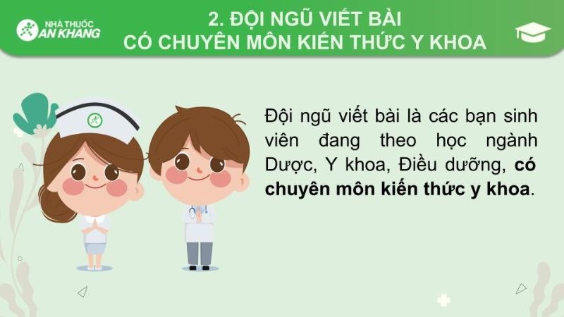 Tất cả đội ngũ viết bài của nhà thuốc đều có chuyên môn kiến thức y khoa Tất cả đội ngũ viết bài của nhà thuốc đều có chuyên môn kiến thức y khoa