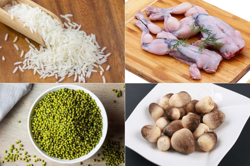 Món ăn dặm từ đậu xanh kết hợp với ếch và nấm rơm cho bé