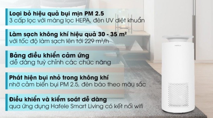 Máy lọc không khí Hafele CF-8126s (537.82.720) 38W với công nghệ tia UV tiêu diệt vi khuẩn gây bệnh