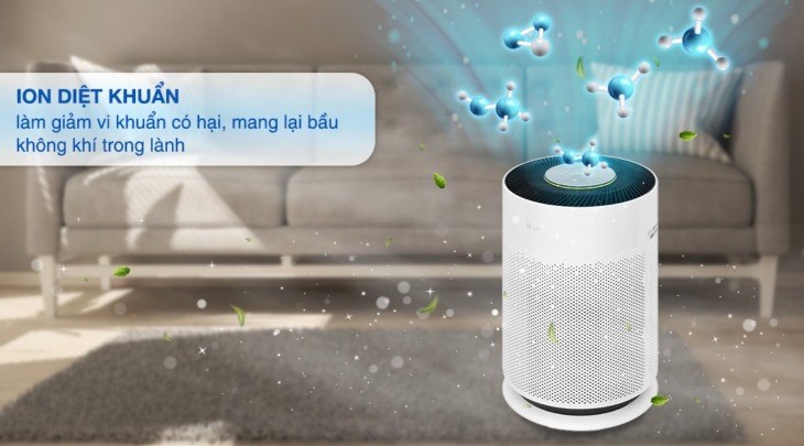 Máy lọc không khí LG PuriCare 360 Hit AS60GHWG0 41W với công nghệ ion âm giúp lọc sạch vi khuẩn có hại