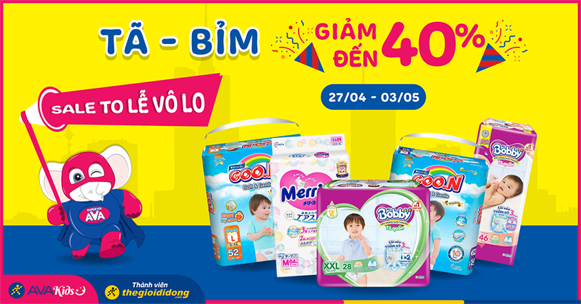 Đại lễ sale to: Tã cho bé giảm đến 40%