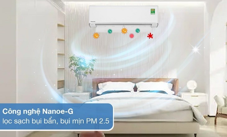 Máy lạnh Panasonic Inverter 1 HP CU/CS-XU9ZKH-8 trang bị công nghệ Công nghệ Nanoe-G lọc sạch bụi mịn PM2.5 và bụi bẩn hiệu quả, bảo vệ tối ưu sức khỏe người dùng