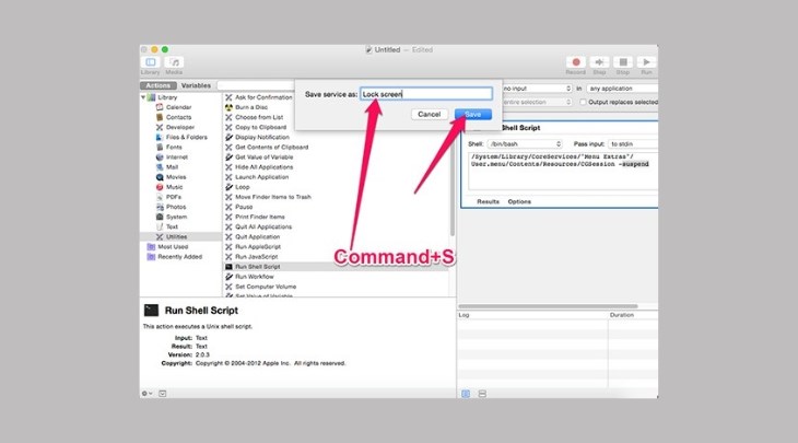 Sau khi nhập lệnh, bạn bấm tổ hợp phím Command + S và chọn Save