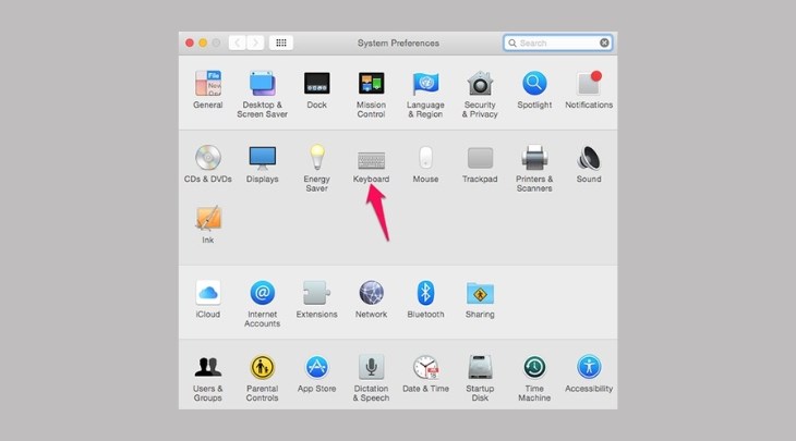 Bạn truy cập vào mục System Preferences và chọn Keyboard