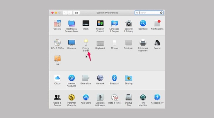 Bạn bấm chọn Energy Saver trong phần System Preferences