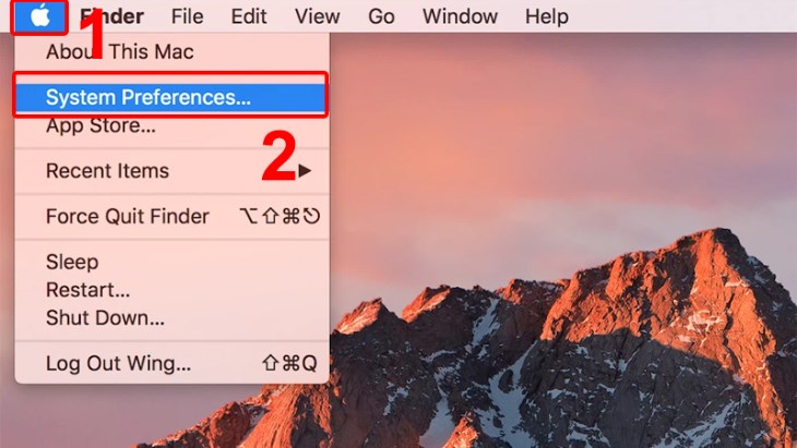 Bạn bấm vào biểu tượng Apple và chọn System Preferences