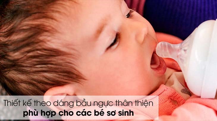 Núm ti silicone Philips Avent cho trẻ sơ sinh SCF651.23 có thiết kế theo dáng bầu ngực, giúp bé ngậm dễ dàng