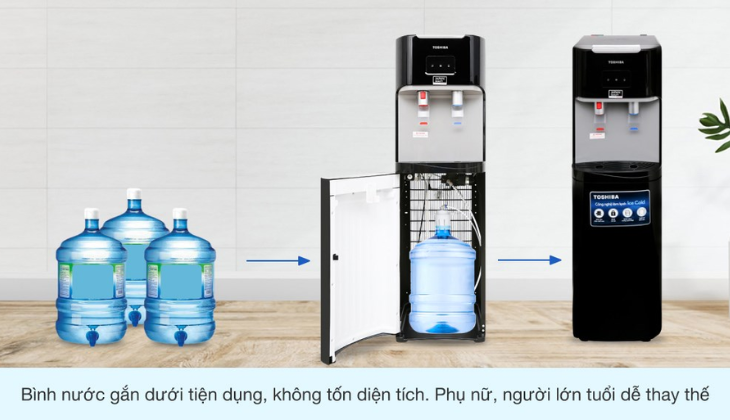 Thiết kế cây nước nóng lạnh Toshiba RWF-W1669BV(K1) 650W nhẹ nhàng cho cả phụ nữ, người lớn tuổi Thiết kế cây nước nóng lạnh Toshiba RWF-W1669BV(K1) 650W nhẹ nhàng cho cả phụ nữ, người lớn tuổi