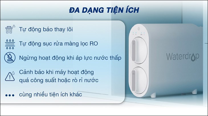 Máy lọc nước RO Waterdrop WD-G2-W 2 lõi sở hữu đa dạng tiện ích thông minh đi kèm, đảm bảo an toàn cho người dùng