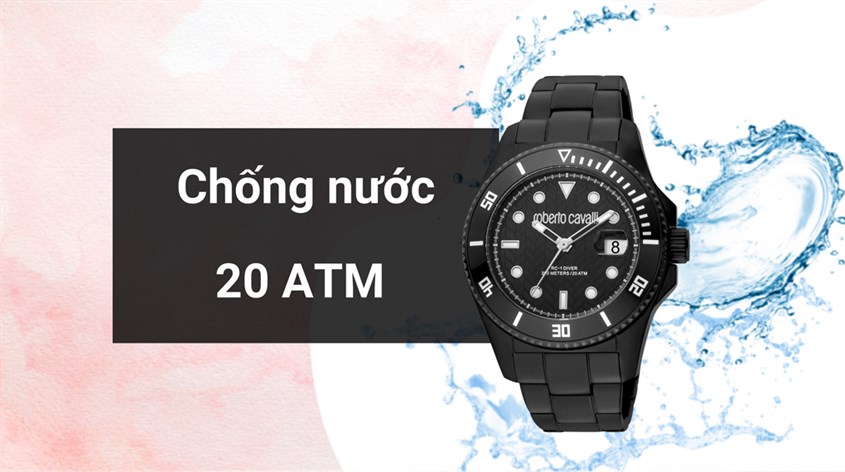 Đồng hồ Roberto Cavalli 44 mm Nam RC5G042M0065 sở hữu khả năng kháng nước lên đến 20 ATM Đồng hồ Roberto Cavalli 44 mm Nam RC5G042M0065 sở hữu khả năng kháng nước lên đến 20 ATM