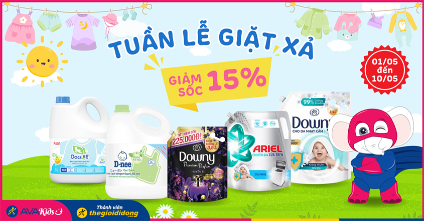 Nước giặt - Nước xả giảm đến 15%