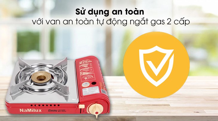Bếp ga mini Namilux NH-P2915PS sử dụng an toàn, bảo vệ 2 lần với van an toàn tự động ngắt gas 2 cấp