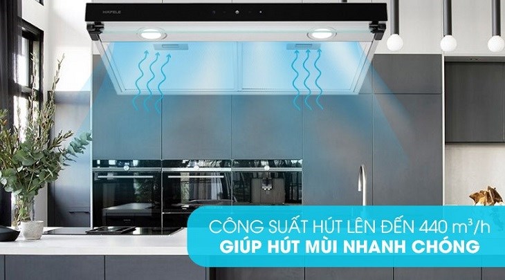 Máy hút mùi âm tủ Hafele HC-BI70B (538.86.095) có công suất hoạt động mạnh mẽ lên tới 440 mét khối/giờ, giúp hút sạch mùi dầu mỡ trong căn bếp nhà bạn