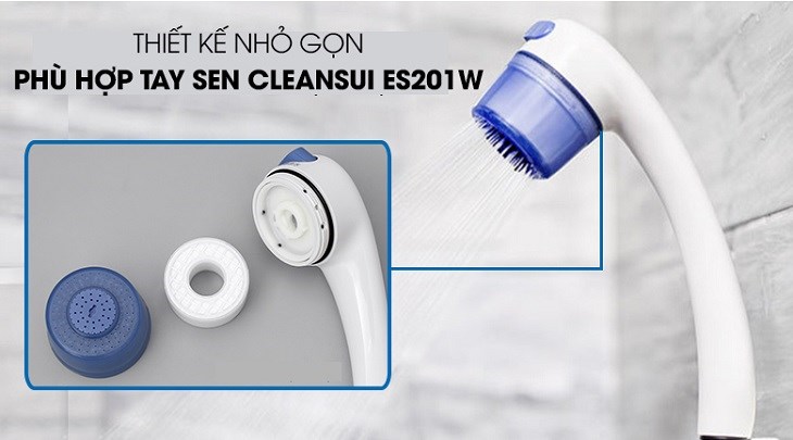 Bộ lọc nước vòi sen tắm Mitsubishi Cleansui ESC21W sở hữu thiết kế nhỏ gọn, dễ dàng lắp ráp vào vòi sen tắm