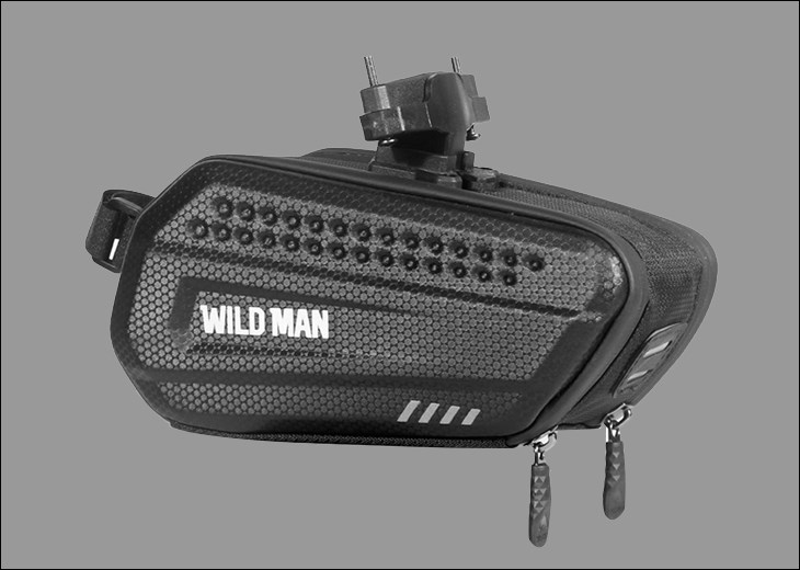 Túi yên xe đạp Wild Man ES7 Đen được làm từ chất liệu vải và nhựa có khả năng chống nước và ánh nắng gay gắt của mặt trời