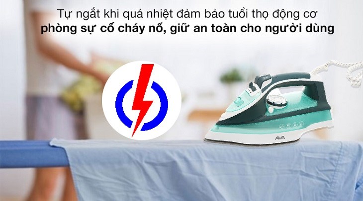 Bàn ủi hơi nước AVA SW401 2200W được trang bị chế độ tự ngắt khi quá nhiệt, đảm bảo an toàn cho người dùng