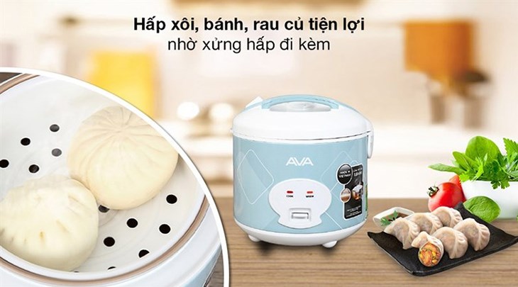 Nồi cơm điện nắp gài AVA 1.8 lít NCG1806 có thể dùng nồi để nấu xôi, làm bánh,... nhờ có xửng hấp đi kèm