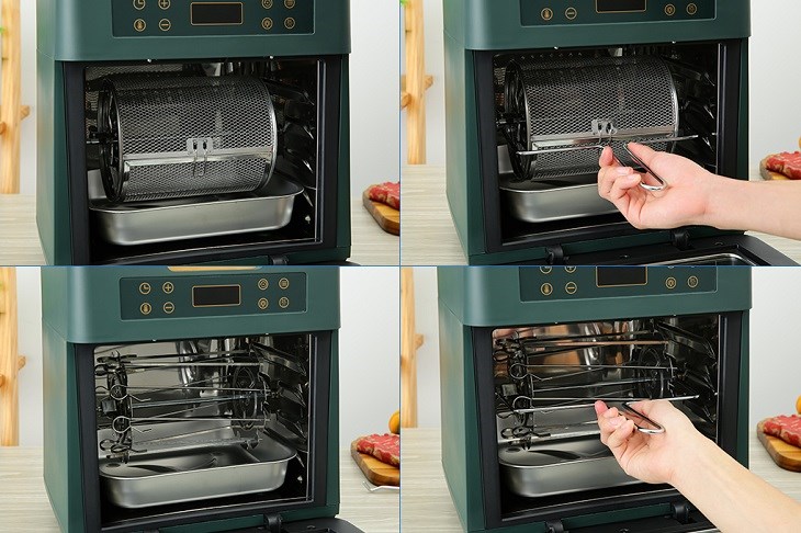 Lò chiên không dầu Mutosi MF-99D 12 lít được trang bị nhiều phụ kiện kèm theo, tiện lợi khi sử dụng