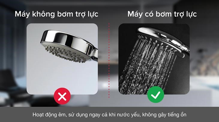 Máy nước nóng trực tiếp Ariston 4500W AURES TOP 4.5P có bơm trợ lực vận hành siêu êm ái, thích hợp cho nơi có nguồn nước yếu