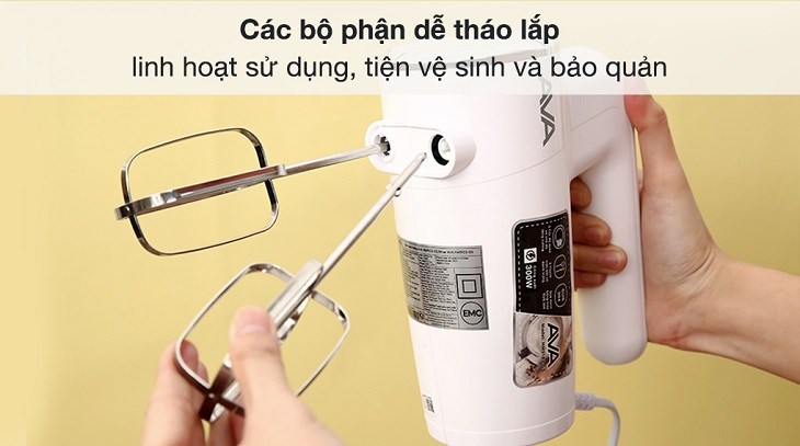 Máy đánh trứng AVA thiết kế bộ phận dễ dàng tháo lắp, tiện lợi khi sử dụng