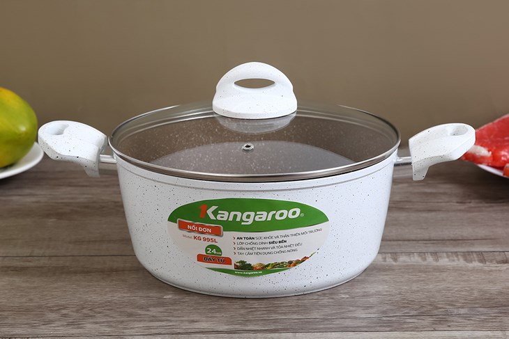 Nồi nhôm chống dính nắp kính 24 cm Kangaroo KG995L được bán với giá 580.000 đồng (cập nhật 03/05/2023 và có thể thay đổi theo thời gian)