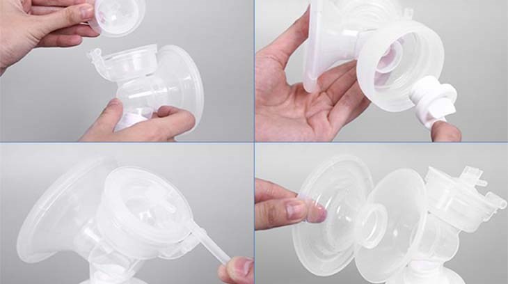 Lắp ráp máy hút sữa điện đôi Philips Avent Eureka SCF393.11 chính xác, đảm bảo các bộ phận khớp với nhau