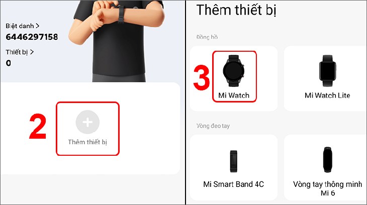 Chọn Mi Watch để tiến hành ghép nối đồng hồ thông minh với điện thoại Chọn Mi Watch để tiến hành ghép nối đồng hồ thông minh với điện thoại