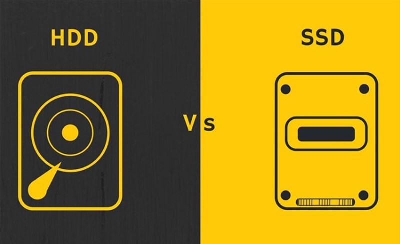 Có hai loại ổ cứng phổ biến là SSD và HDD 