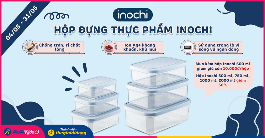 Hộp đựng thực phẩm Inochi - Bảo quản tốt thức ăn cho bé đã có mặt tại AVAKids