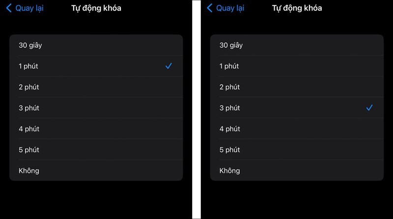 Bạn có thể tùy chỉnh thời gian tự động khóa màn hình theo ý thích