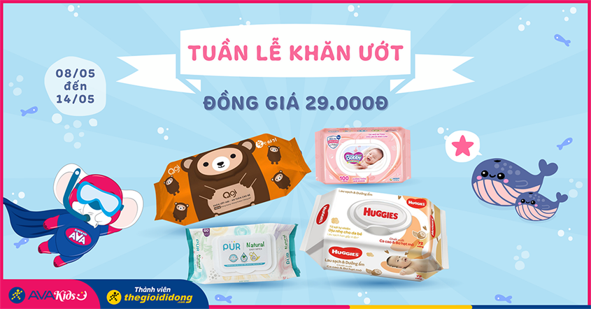 Tuần lễ khăn ướt giảm sốc chỉ còn 29.000Đ