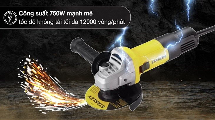 Máy mài góc Stanley SG7100-B1 750W sở hữu công suất hoạt động mạnh mẽ, giúp làm việc một cách nhanh chóng