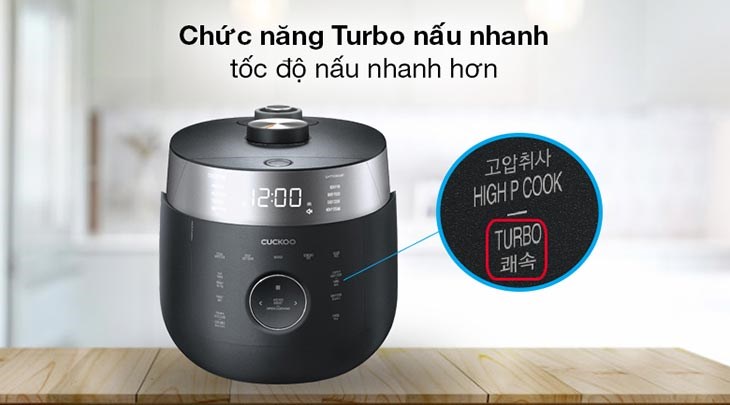 Nồi cơm áp suất cao tần Cuckoo 1.08 lít CRP-LHTR0609F/BKSIVNCV cho cơm nấu chín nhanh hơn, tiết kiệm thời gian tối ưu nhờ chức năng Turbo