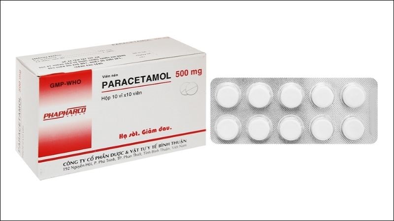 Paracetamol Phapharco 500mg giảm đau, hạ sốt (10 vỉ x 10 viên)