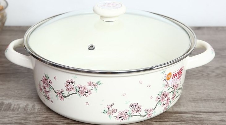 Nồi thép Nippon tráng men nắp kính 26 cm Fujihoro SKW-32G phù hợp với gia đình có mức thu nhập ổn định