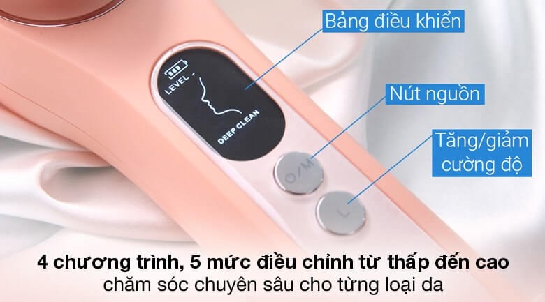Máy massage mặt và cổ Halio Ion Hot & Cool Coral sử dụng bảng điều khiển nút nhấn dễ dàng thao tác