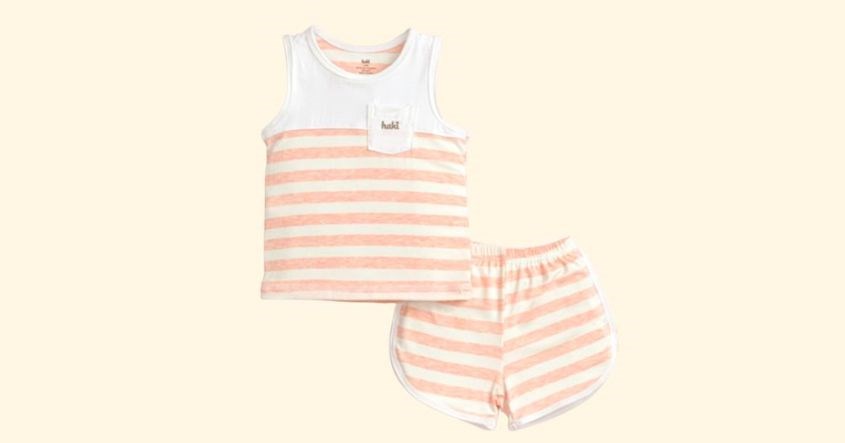 Bộ sát nách Haki BB045 màu cam phối kẻ to