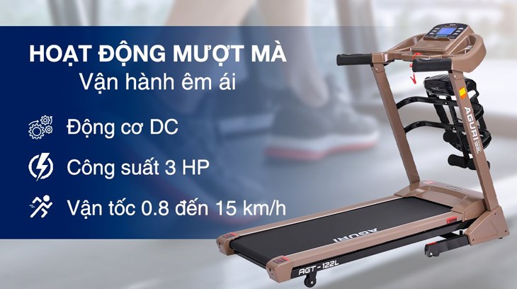 Máy chạy bộ Aguri AGT-122L sử dụng điện giúp người dùng dễ dàng tùy chỉnh chế độ luyện tập Máy chạy bộ Aguri AGT-122L sử dụng điện giúp người dùng dễ dàng tùy chỉnh chế độ luyện tập