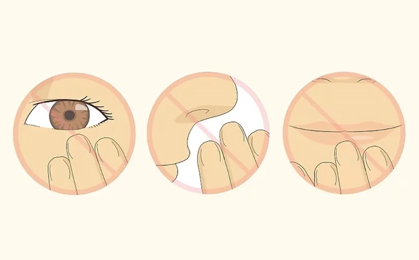 Tránh đưa tay lên mắt mũi, miệng