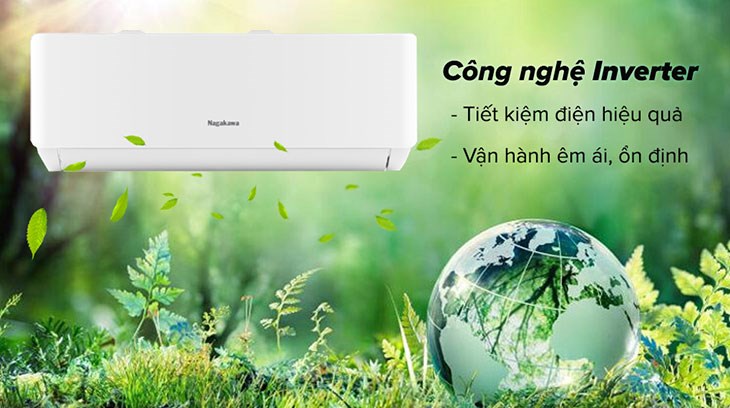 Máy lạnh Nagakawa Inverter 1 HP NIS-C09R2T28 vận hành êm ái, tiết kiệm năng lượng hiệu quả với công nghệ Inverter và chế độ Economy